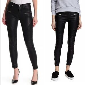BLANKNYC Vegan Leather Moto Pants, Casual or Dressy Form Fitting, Black, Size 26